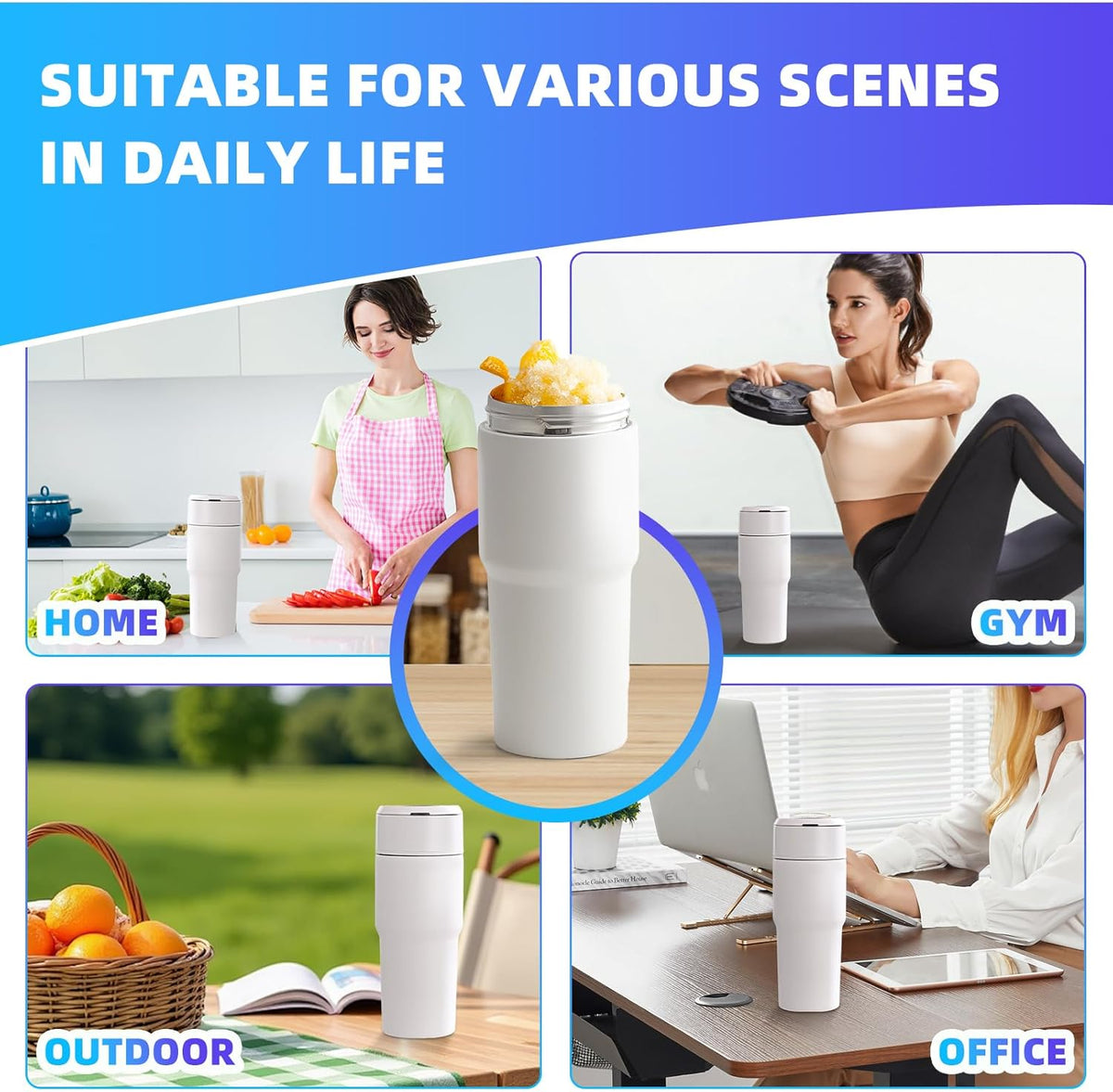 Kawu Portable Blender, 316 Stainless Steel Inner Personal Blender with 10Ps 304 Blades, 23Oz Blenders for Smoothies, USB Rechargeable, BPA Free, Food-Grade, Leakproof Juice Mixer for Gym, Home