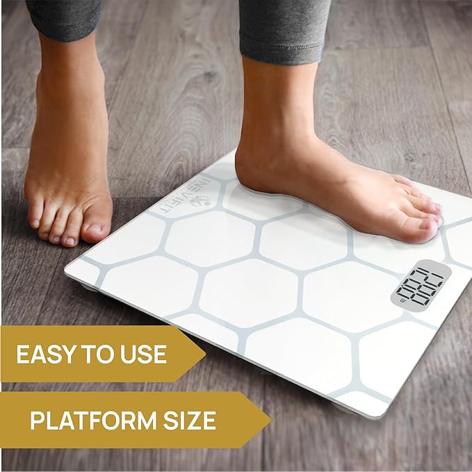 INEVIFIT Bathroom Scale, Highly Accurate Digital Bathroom Body Scale, Measures Weight up to 400 lbs. Includes Batteries