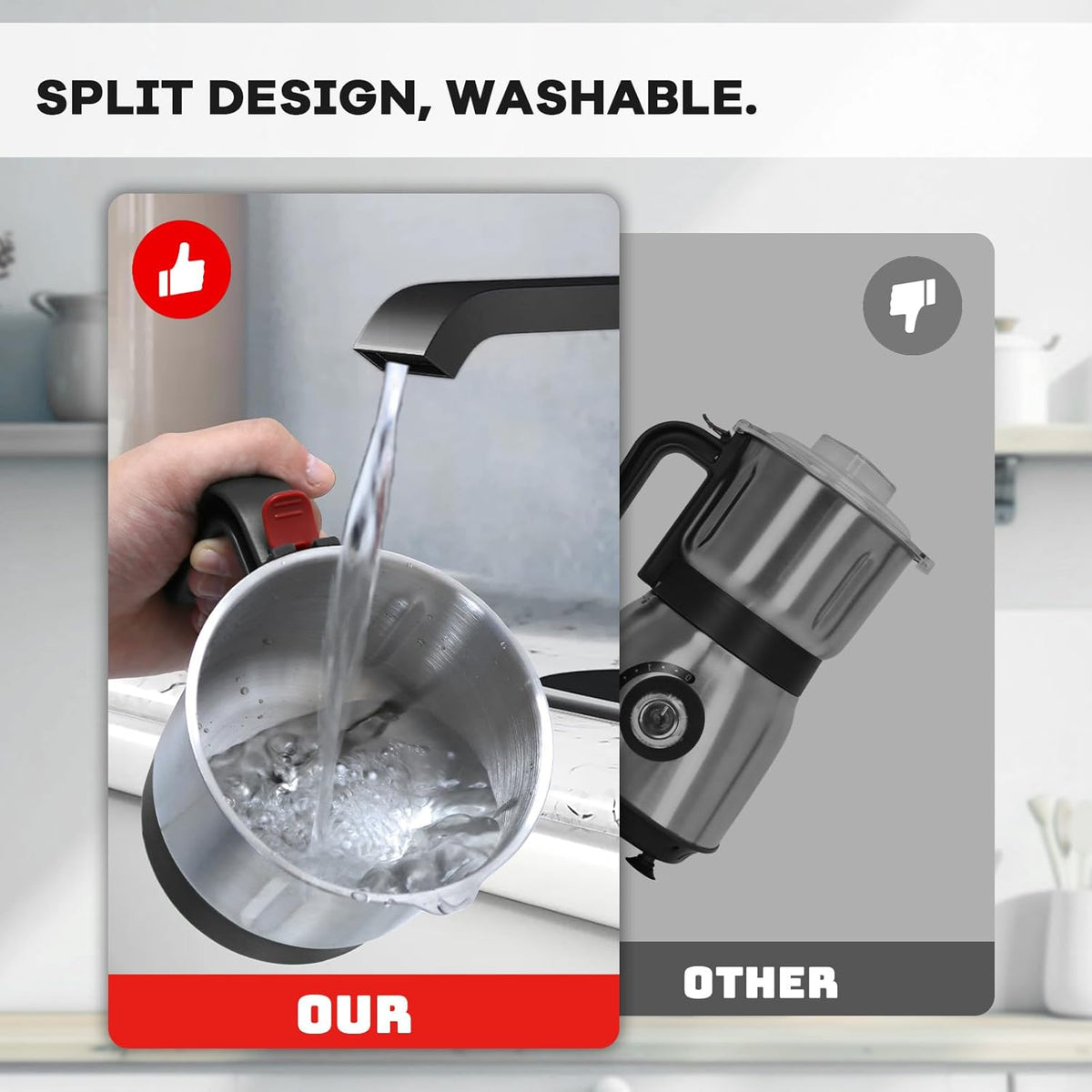 Electric Spice and Nut Grinders - 3 Stainless Steel Blades, 1 Filter, 1 Brush - 500W Grinder for Kitchen Dry Use (Black)