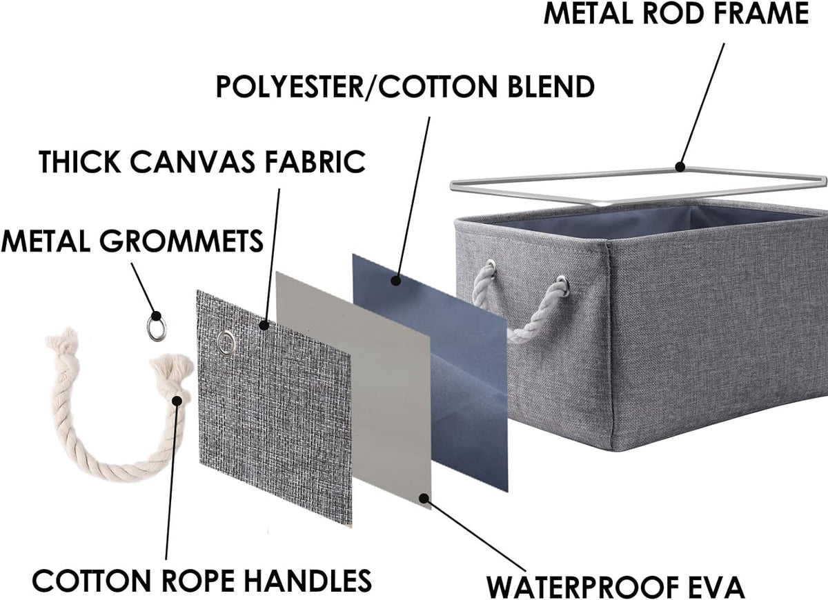 TheWarmHome Large Storage Bins- Storage Baskets for Organizing Shelves, Basket Organizer for Closet Bookshelf Dog Toy Nursery Clothes Laundry Home Organization, Fabric Storage Cubes W/Handles