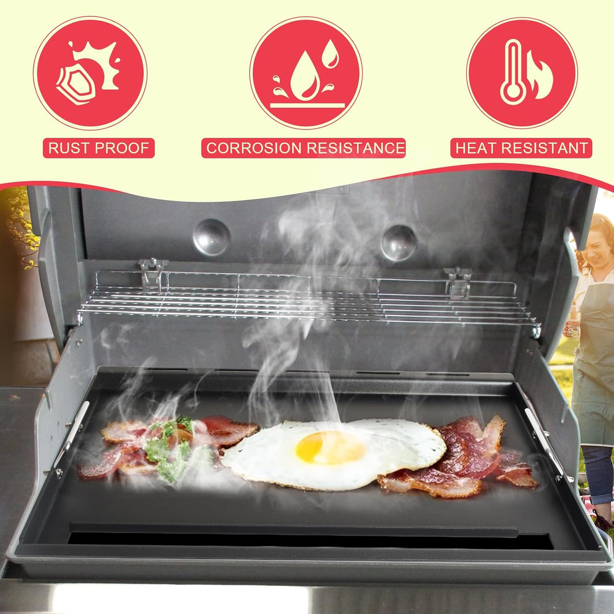 6788 Genesis II 300 Full Size Griddle Insert for Weber GS4 Genesis II 300 Series Grill Genesis II E-335 E-310 E-330 E-315 S-310 SX335 E-325 EX-335 Flat Top Griddle, Carbon Steel for 66095 66802