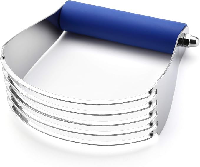 Spring Chef Large Dough Blender For Baking, Stainless Steel Puff Pastry Cutter Tool with Sharp & Thick Blades, Dishwasher Safe Dough Cutter Tool, Manual Pastry Blender for Easy Mixing - Sapphire