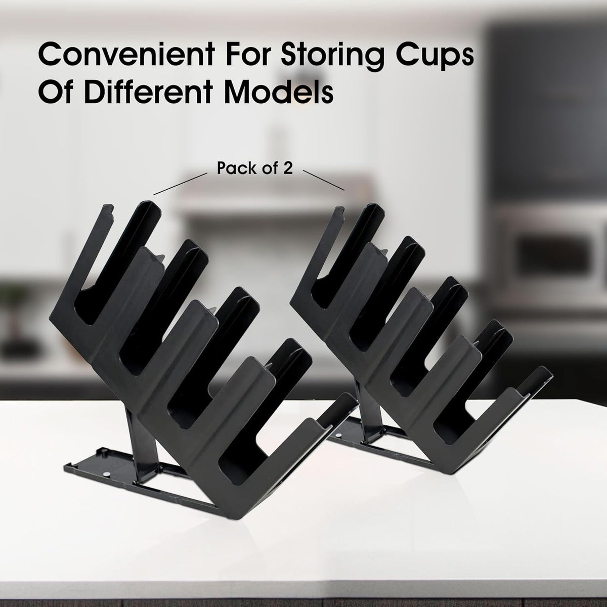 Clivia Pack of 2 Commercial Cup and Lid Holder, Coffee Cup Dispenser Organizer,Paper Cup Holder,Collapsible Design,4 Compartment Countertop Cup and Lid Organizer, Color Black