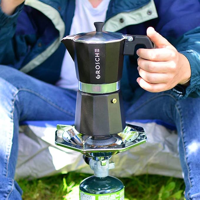 GROSCHE Milano Stovetop Espresso Maker Moka Pot 9 espresso Cup, 15.2 oz, Black. Cuban Coffee Maker Stove top coffee maker Moka Italian espresso greca coffee maker brewer percolator