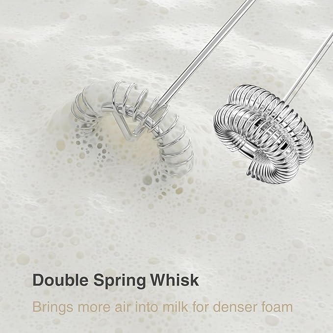 Rechargeable Milk Frother Battery Operated,2-Speed Portable Travel Frother,Electric Milk Foamer Coffee Frother for Latte, Cappuccino, Hot Chocolate Drink Mixer with Double Mini Whisks and USB Cable
