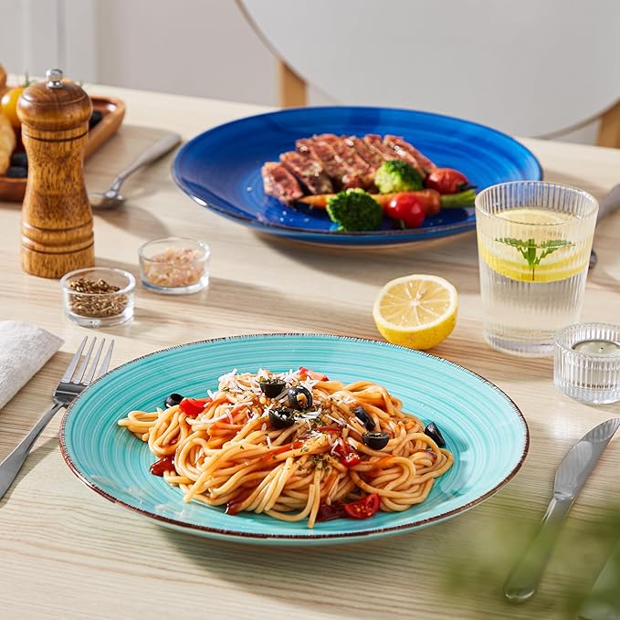 vancasso Bonita Dinner Plate Set, 10.5 Inch Ceramic Plates, Colorful Salad Plates set of 6, Microwave Oven and Dishwasher Safe, Assorted Color