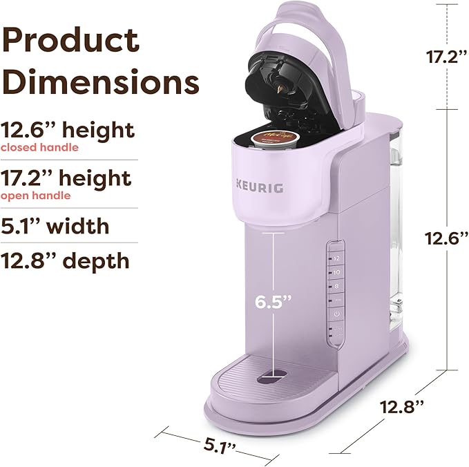Keurig K-Express Single Serve K-Cup Pod Coffee Maker, 3 Brew Sizes, Strong Button Feature, 42oz Removable Reservoir, Lavender