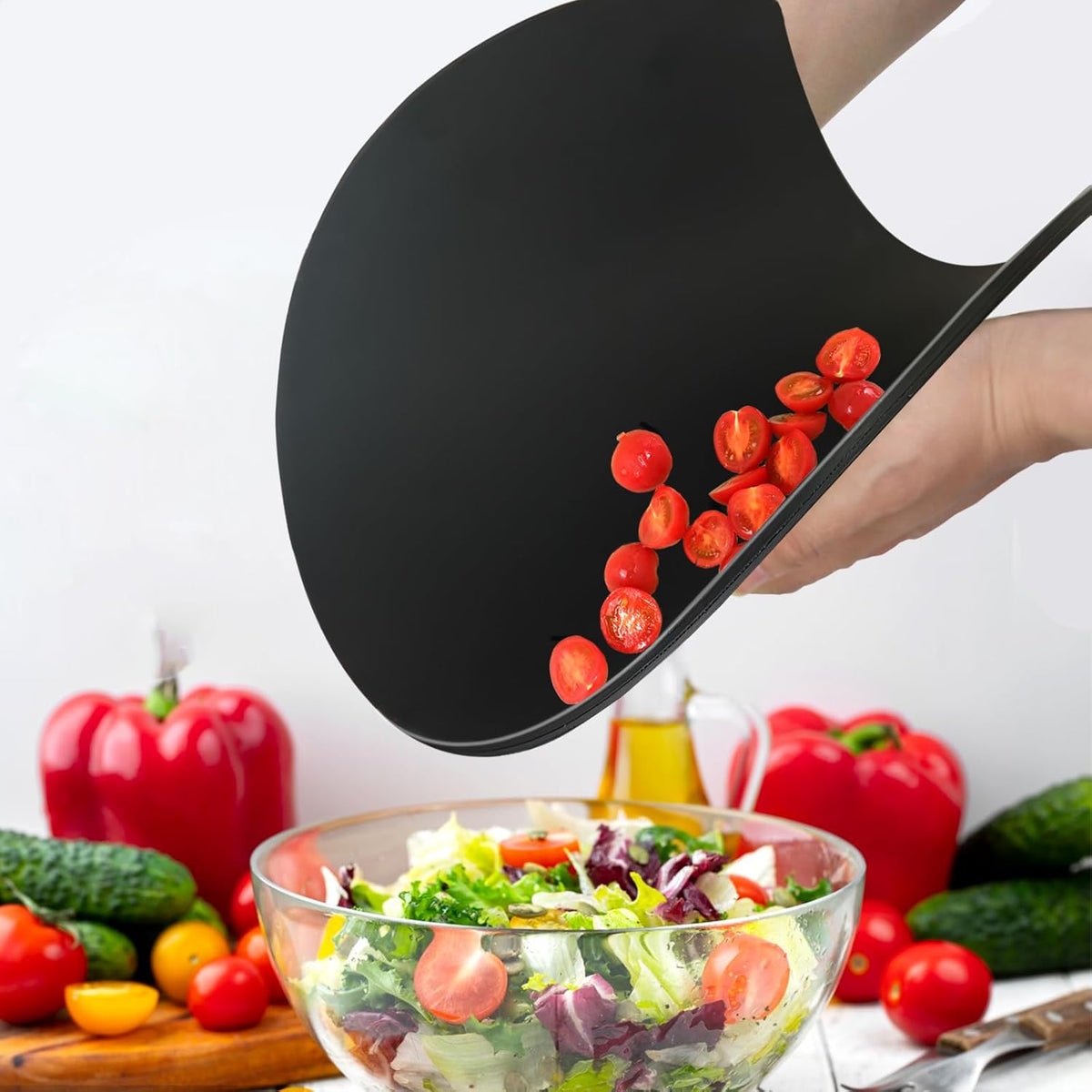 ZVP Thick Silicone Cutting Board Mats for Kitchen, TPU Flexible Cutting Board Double-Sided Use, Nonslip Rubber Half Round Chopping Mats BPA Free Knife Friendly Non-Toxic Dishwasher Safe