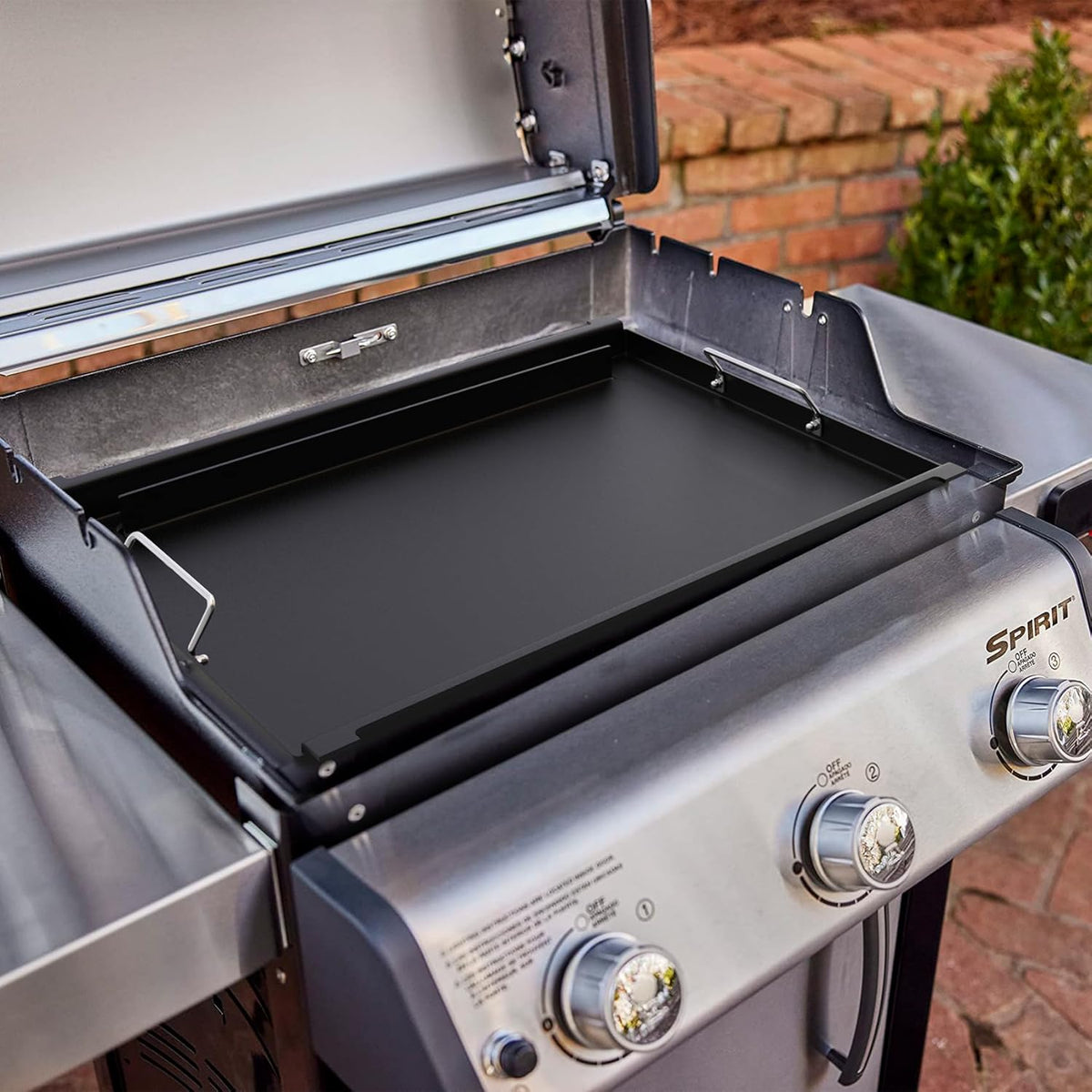6787 Full-Size Rectangular Griddle Replacment Parts for Weber Spirit I & II 300 Series Gas Grills, Flat Top Griddle Insert with Handles for Weber Spirit E-320 S-320 E-310 S-310, Non-stick Carbon Steel