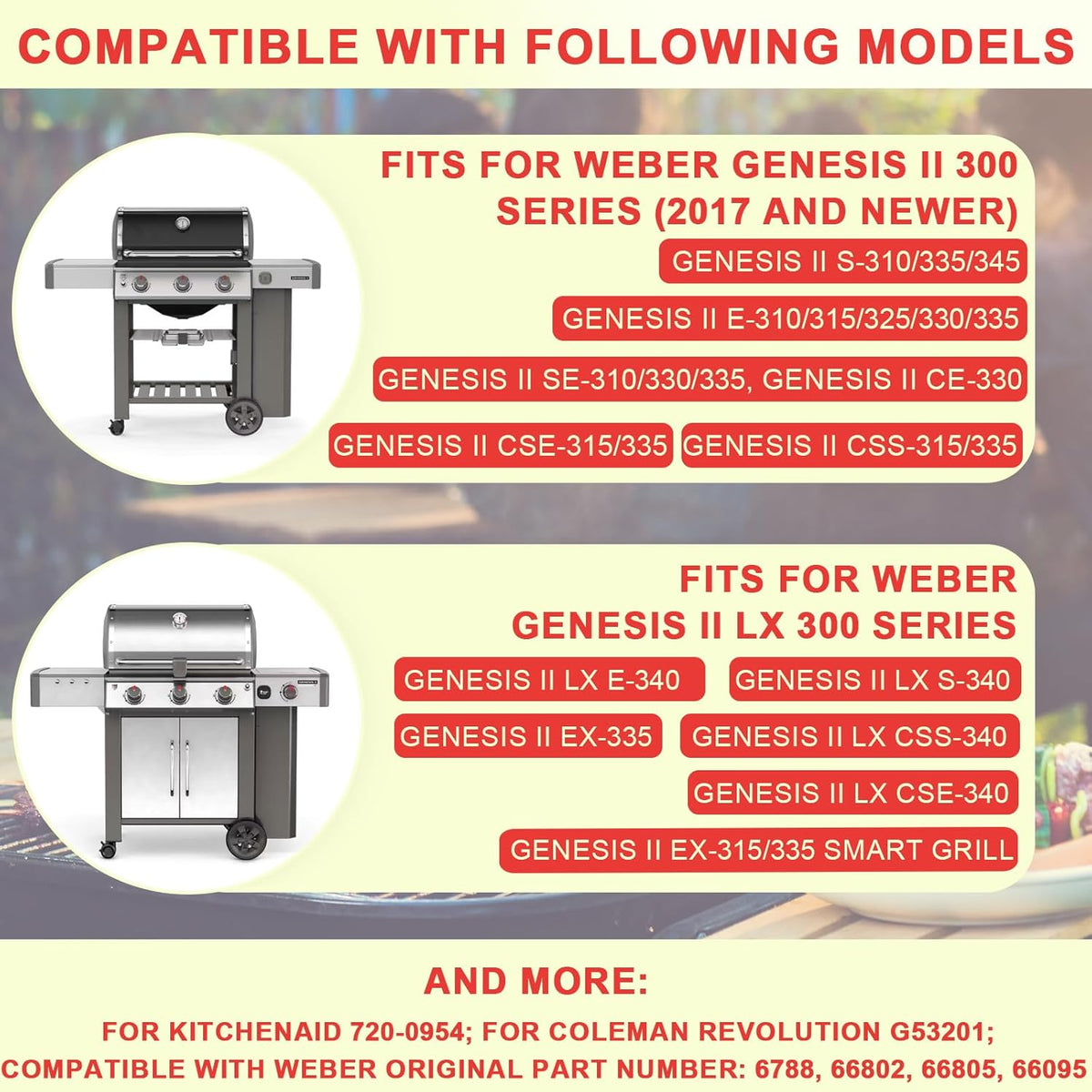6788 Genesis II 300 Full Size Griddle Insert for Weber GS4 Genesis II 300 Series Grill Genesis II E-335 E-310 E-330 E-315 S-310 SX335 E-325 EX-335 Flat Top Griddle, Carbon Steel for 66095 66802