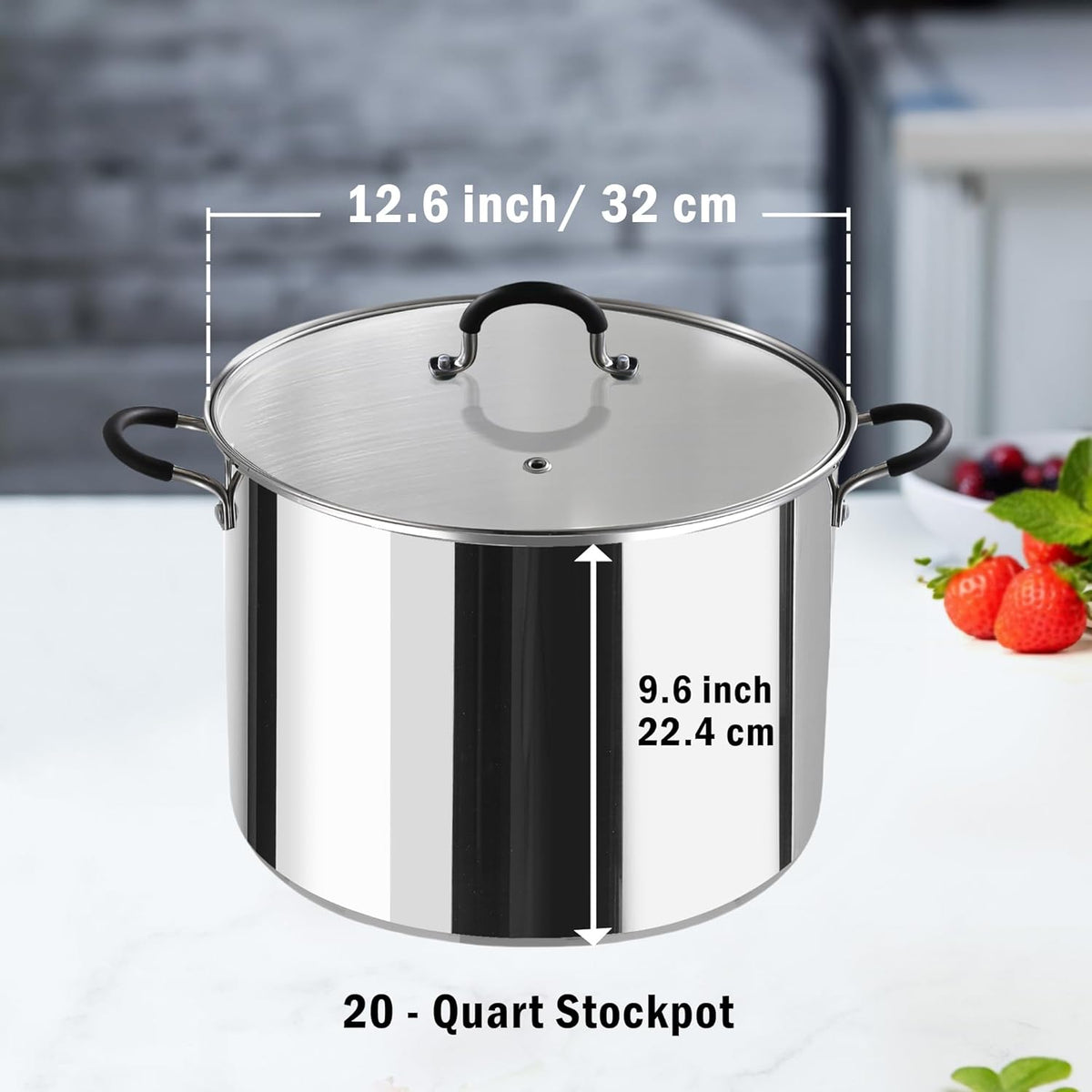 Cook N Home Water Bath Canner with Jar Rack & Glass Lid, Professional Stainless Steel Canning Pot 20 Quart, with Stay-Cool Handles, Multiuse Pot, Induction Capable