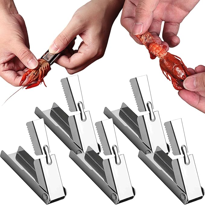 2025 New Crawfish Peeler Tool Stainless Steel, Crayfish Shelling Device Seafood Tool, Crawfish Tail Peeler, Crawfish Tail Remover Tool, Stainless Steel Crawfish Tail Peeler Tool (5 Pcs)