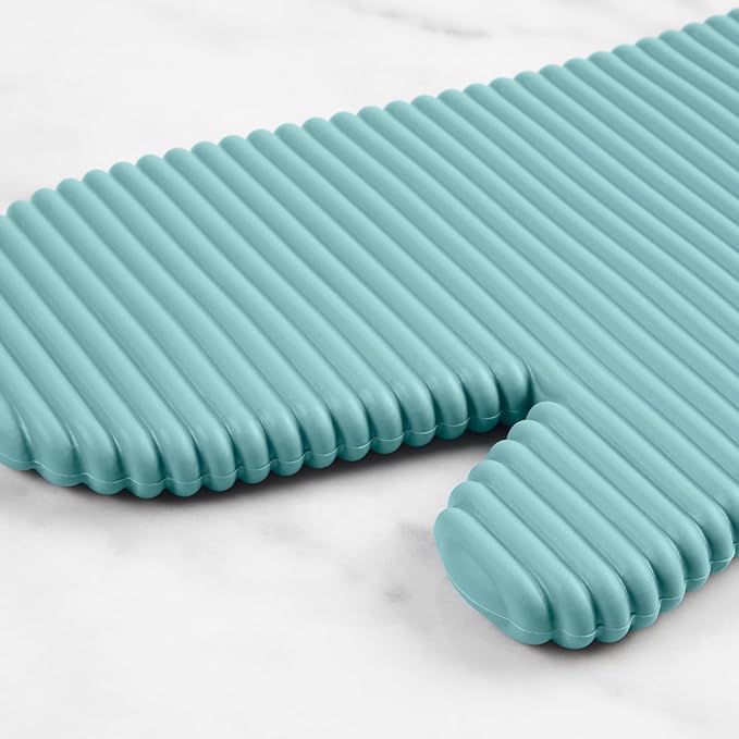 KITCHENAID Ribbed Soft Silicone Oven Mitt 2-Pack Set, 7.5"x13", Mineral Water Aqua