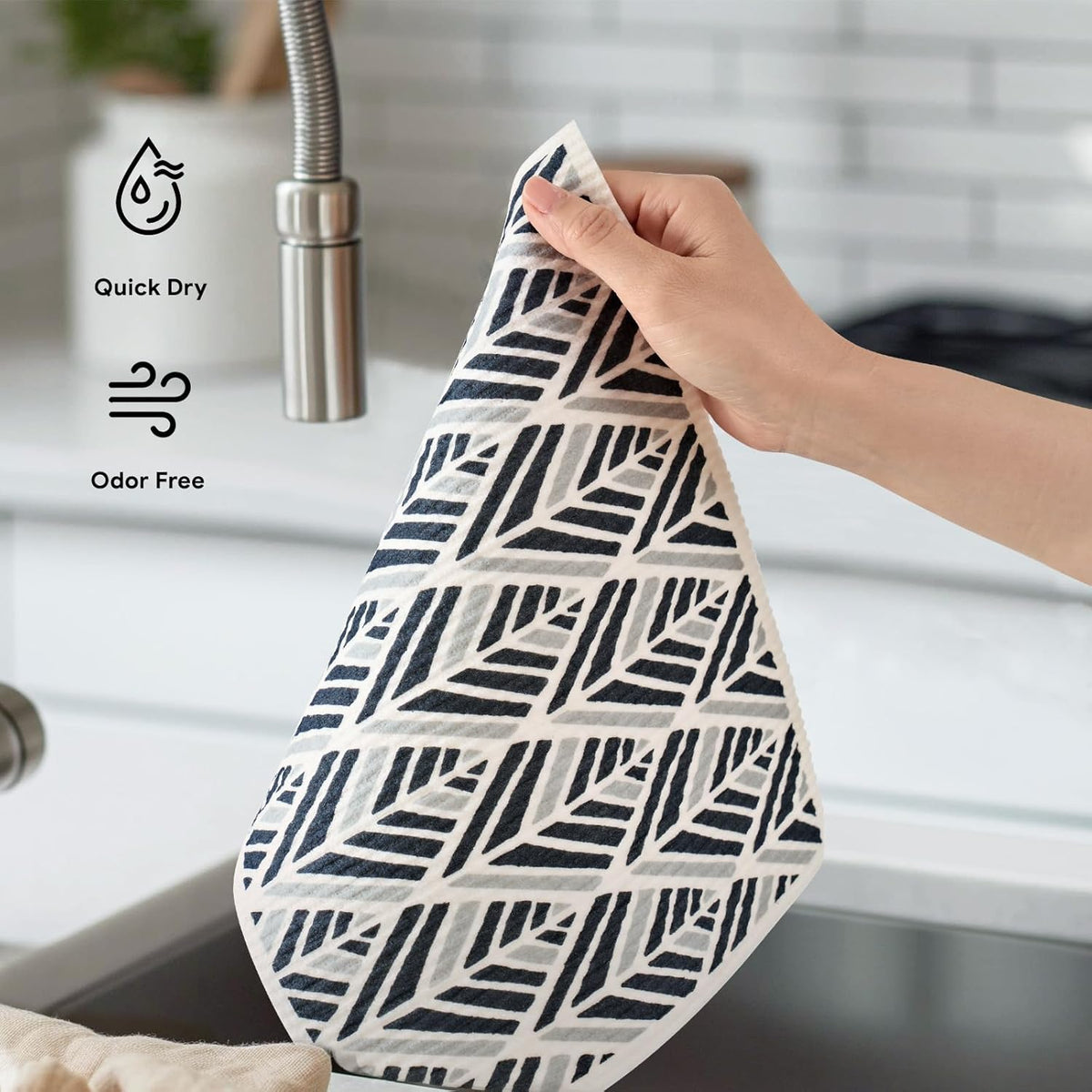 RECYCO Swedish Dishcloths for Kitchen | 4 Pack Oversized Washable Dish Rags | Large Cellulose Reusable Cleaning Paper Towels | Absorbent Counter Dish Cloth Sponge XL Kitchen Wipes, 12" L x 10" W