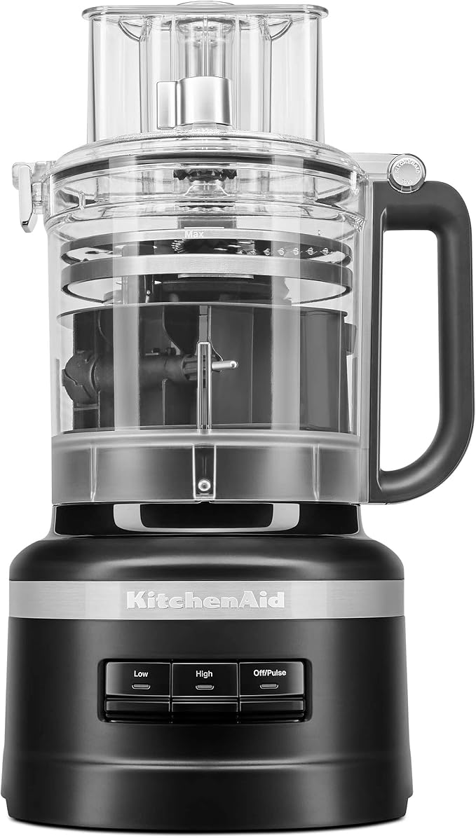KitchenAid 13-Cup Food Processor, Black Matte & Variable Speed Corded Hand Blender KHBV53, Contour Silver
