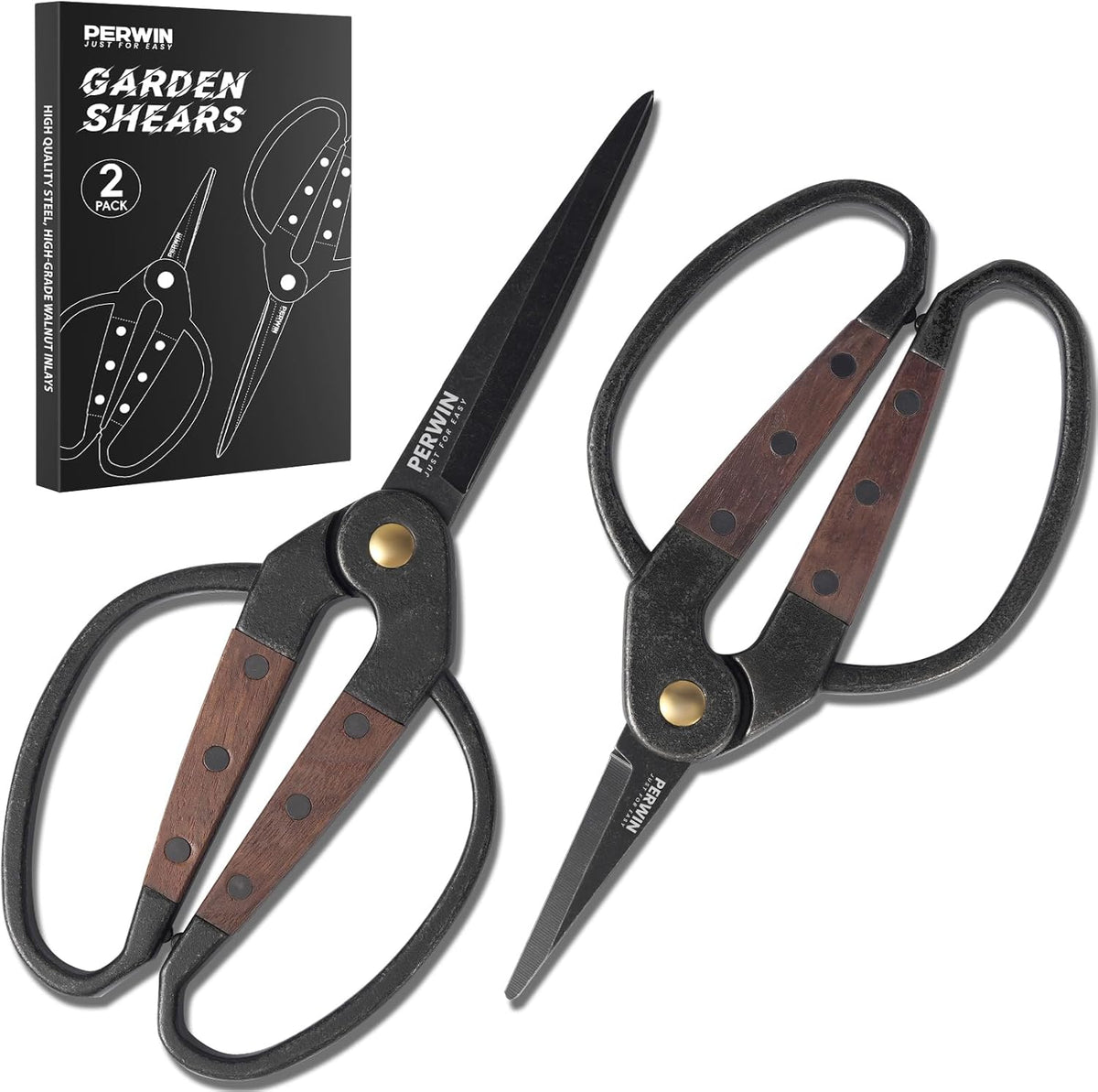 Garden Flower Bonsai Scissors,Walnut Wide Handles Pruning Gardening Scissors Floral Shears for Gardening,Succulent Harvest, and Precision Plant Trimming Care