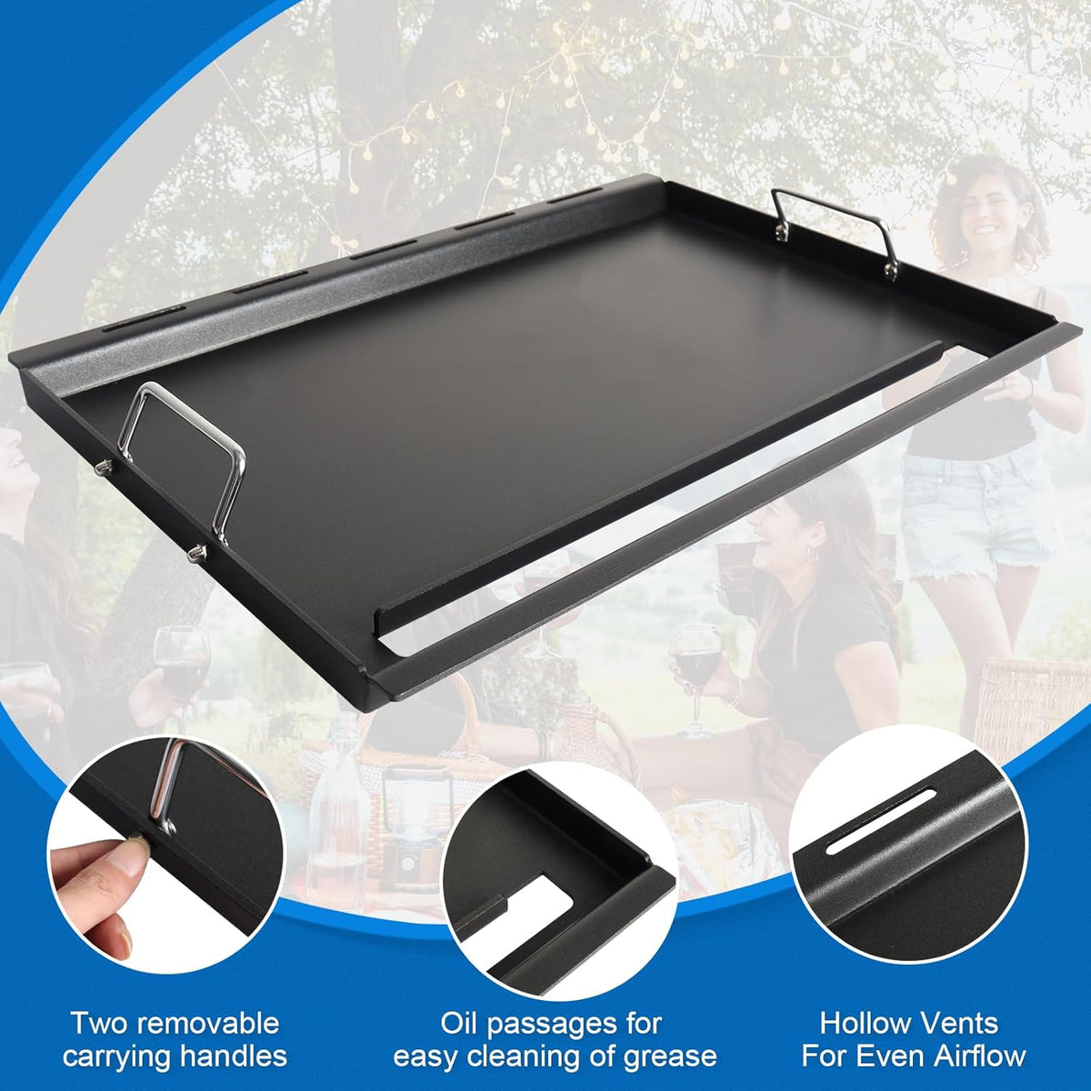 6788 Full Size Griddle for Weber GS4 Genesis II 300 Series Gas Grills Flat Top Grill Plate with Handles for Weber Genesis II E310 E330 S315 EX315 SX335 EX335