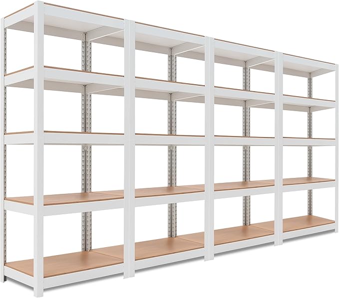HOMEDANT House 5 Tier 24.4" W Laminated Metal Shelving Unit Adjustable Storage Utility Rack Heavy Duty Shelves Organization Multipurpose Shelf Kitchen Garage Pantry Closet 4 Pack