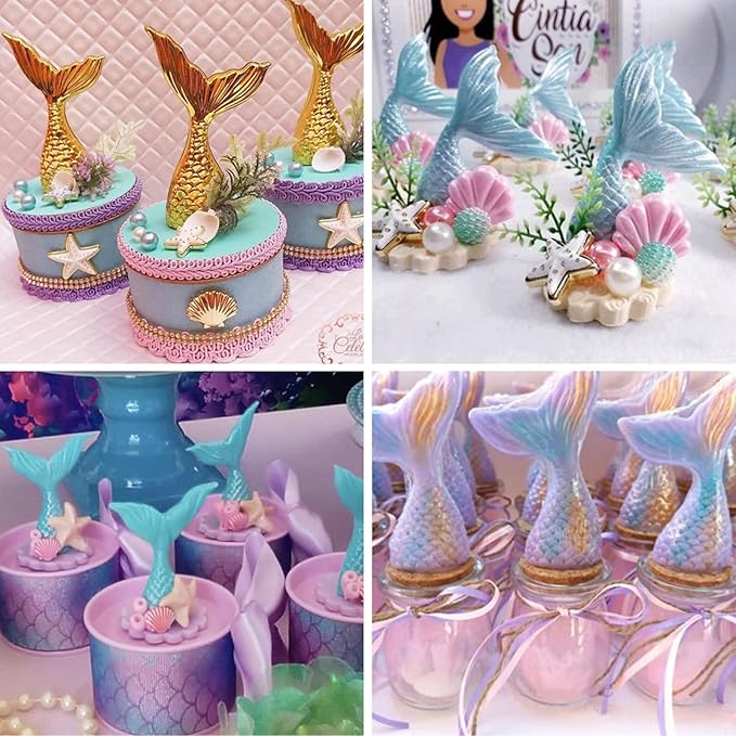 Sakolla 2 Pack Mermaid Tail Molds, Mermaid Molds for Chocolate, Cake Decoration Candy Cupcakes Resin Gummies (Blue)