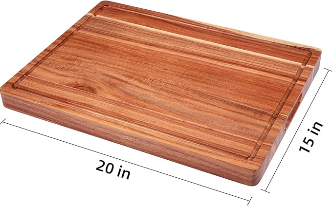 GAOMON 20x15 Inch Acacia Cutting Board for Kitchen, Large Wooden Cutting Board with Juice Groove, 1.5" Thick Chopping Board for Meat Vegetables and Cheese, Charcuterie Board