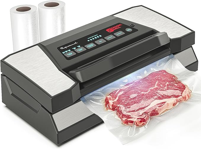 Magic Mill Professional Vacuum Sealer Machine Pro with New Patent Handle MVS-5181 for Food Bags, Marinate Bowls, and Meal Packing Cannister | Vacuum Sealer with Cutter and Jar Attachment
