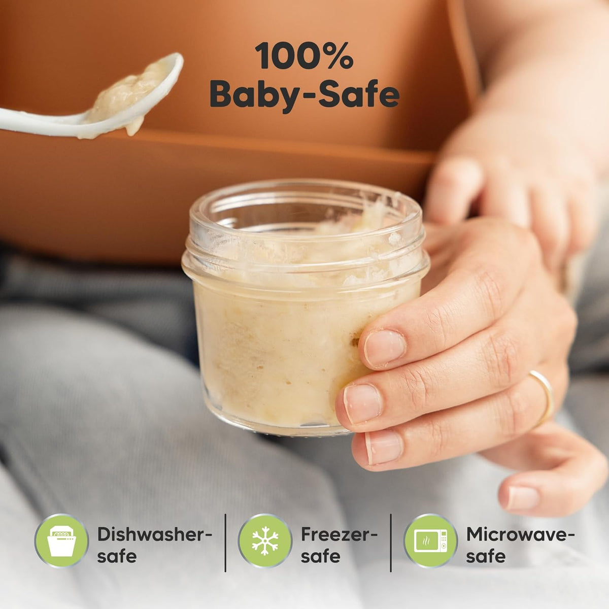 KeaBabies 12pk 4oz Glass Baby Food Containers with Lids - Leak-Proof, Microwavable Small Glass Jars, Baby Purees & Toddler Snack Storage Containers, BPA-Free, Dishwasher & Freezer Safe (Terracotta)