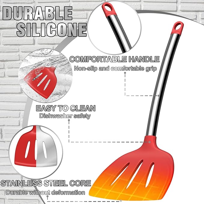 Kitchen Utensils Set- Umite Chef 34 PCs Cooking Utensils with Grater, Spoon Spatula, Heat Resistant Food Grade Silicone, Stainless Steel Handles Kitchen Gadgets Tools Set for Nonstick Cookware(Red)