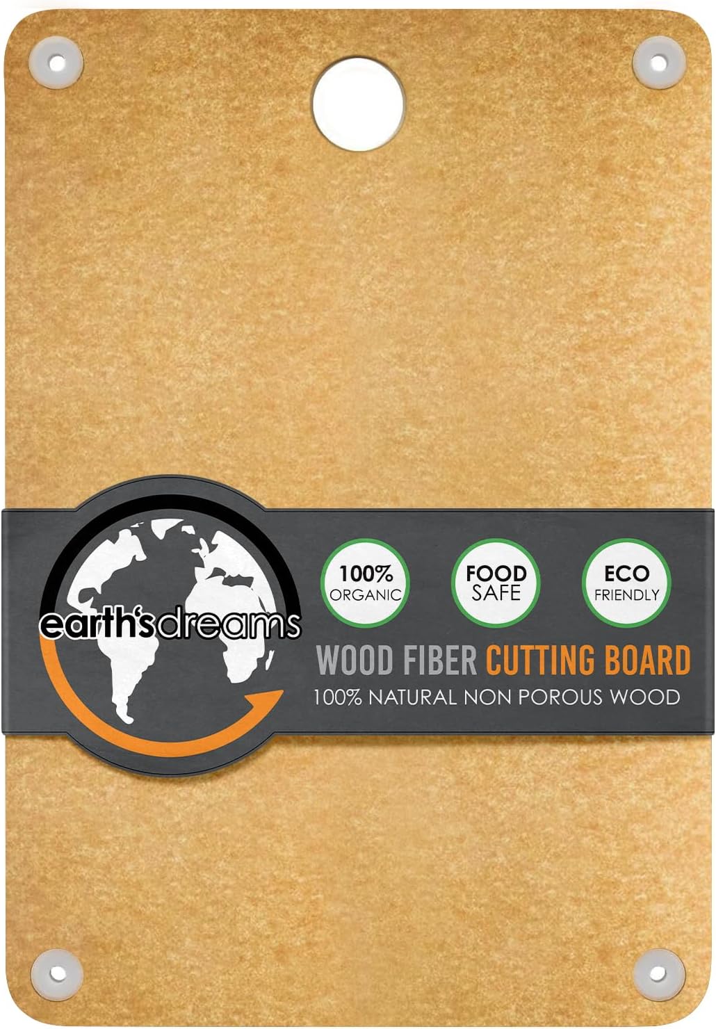 Earth’s Dreams Wood Cutting Board 17x12 Extra Large - Charcuterie Board, Non-Plastic, Non-Toxic, Heavy-Duty, Dishwasher Safe (Tan/Blacks)