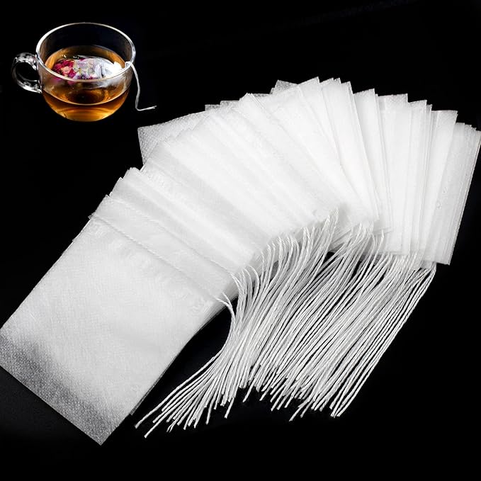 400pcs Disposable Tea Bags for Loose Leaf Tea, Biodegradable Tea Filter Bags with Drawstring, Corn Fiber Empty Tea Bags for Loose Leaf Tea