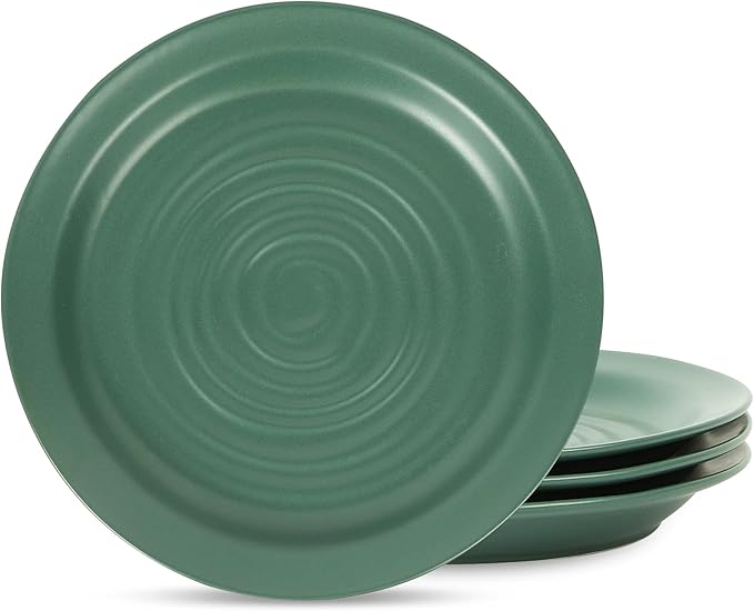 Stone Lain Orbit 4-Piece Salad Plate Set Stoneware, Green