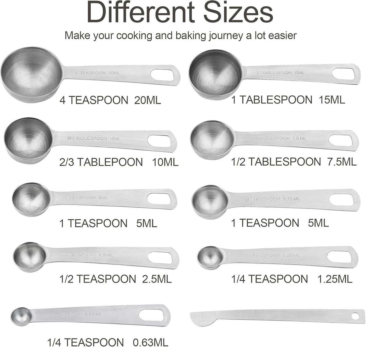Smithcraft Measuring Cups and Spoons Set, 18/8 Stainless Steel Measuring Cups and Spoons for Kitchen & Baking, Heavy Duty Metric & US 8 Measuring cups, 9 Measuring Spoons Set