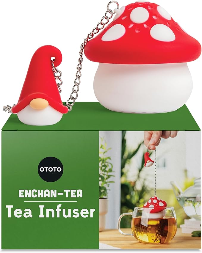 Cute Tea Strainers - Loose Leaf Tea Steeper, Tea Infuser for Loose Leaf Tea, Tea Diffusers, Tea Accessories, Mushroom Gifts, Cute Kitchen Accessories, White Elephant Gifts, (Gnomeo, Gnome)