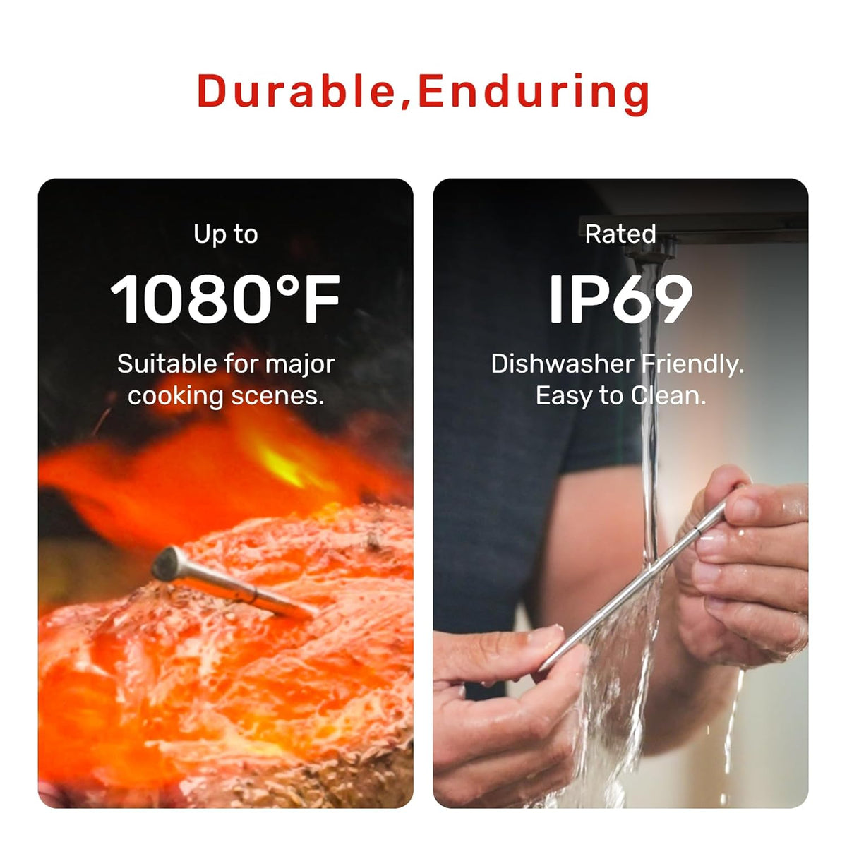 S Pro Bluetooth Wireless Meat Thermometer, EasySmart App, 6 Sensors, Enhanced Signal Base, IP69 Waterproof, Ultra-Thin Probe, Digital Cooking Thermometer for Oven/Grill/BBQ/Air Fryer/Kitchen