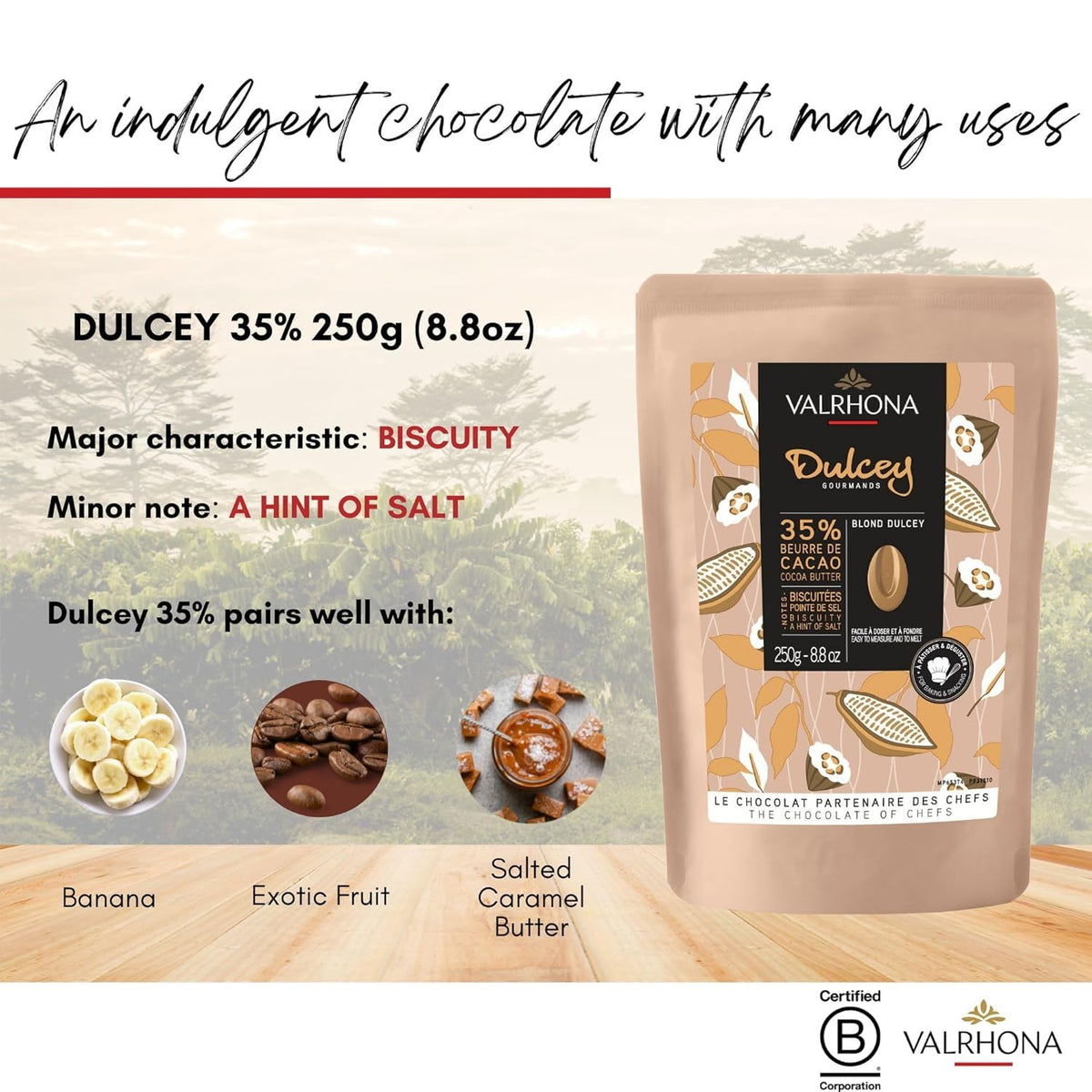 Valrhona Premium Baking Chocolate Discs (Feves), Milk JIVARA 40% with Hints of Vanilla and Malt, and Creamy Blonde Chocolate DULCEY 35% with Caramel Cookie Flavor Notes, for Cookies, Cakes, and more
