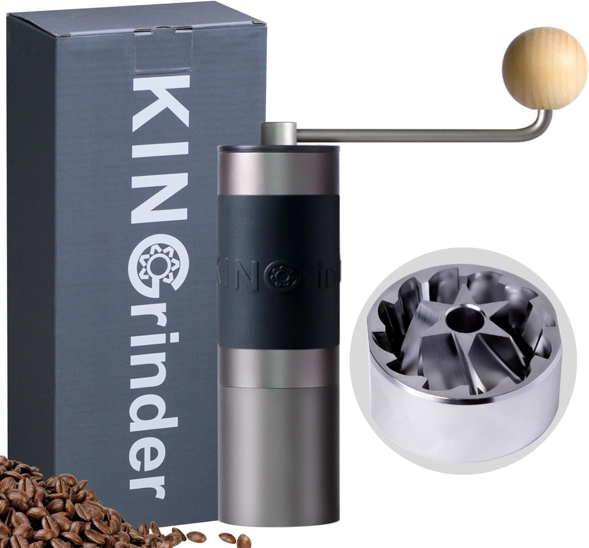 【Famous KOL Recommended】KINGrinder K1 Manual Hand Coffee Grinder with Straight Handle for French Press, Drip, Espresso with Assembly Consistency Stainless Steel Conical Burr Mill, 25g Capacity