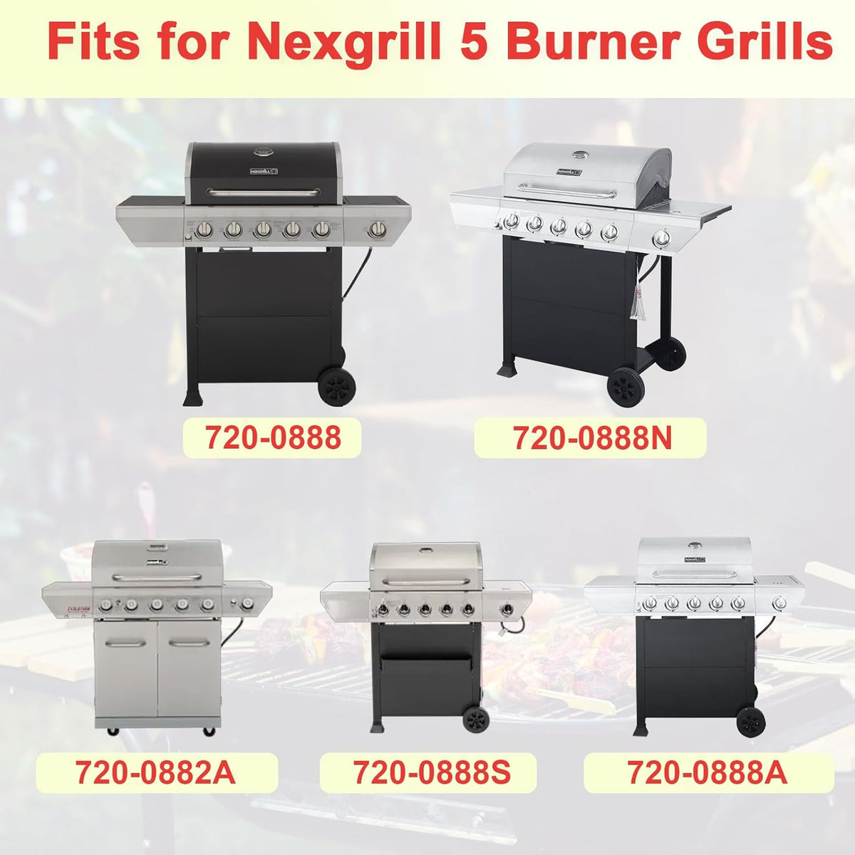 Full-Size Griddle Inserts for Nexgrill Home Depot Replacement Parts 5 Burner 720-0888S 720-0888A 720-0888N, Flat Top Griddle for Nexgrill 4 Burner 720-0830H 720-0830X 720-0830 Gas Grill, Carbon Steel