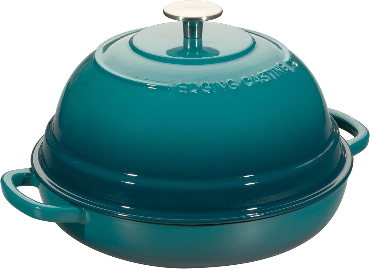 Enameled Cast Iron Dutch Oven Pot with Lid, Round Bread Oven for Homemade Sourdough Bread Baking, 6 Quart, Darkcyan