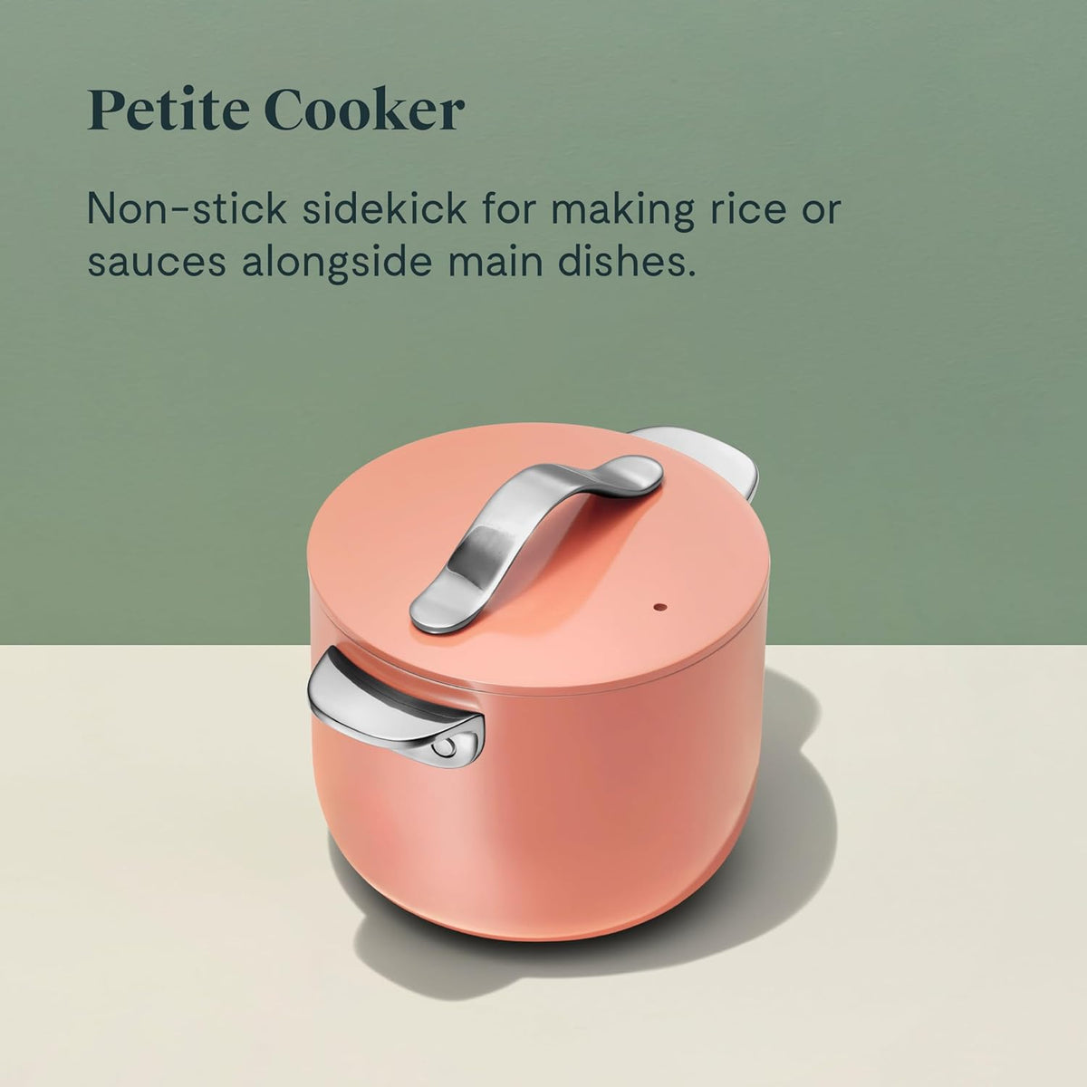 Caraway Petite Cooker - 2 Qt Ceramic Coated Pot - Free From Forever Chemicals - Perfect for Rice, Grains, or Sauces - Perracotta