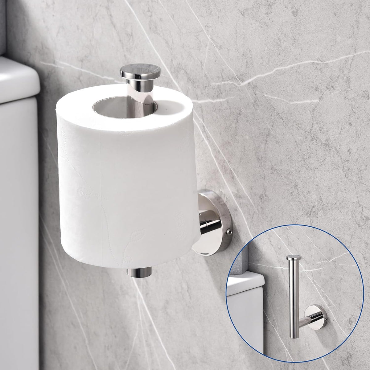 TASTOS Polished Chrome Toilet Paper Holder SUS304 Stainless Steel, Modern Round Tissue Roll Holders Wall Mount, Toilet Paper Roll Dispenser Bathroom 5 inch TP Holder for Kitchen Washroom