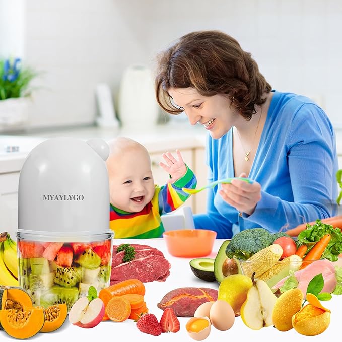 Baby Food Processor, MYAYLYGO Baby Food Maker Gift for Baby Food, Meat, Vegetable, Fruit, Baby Food Blender for Newborn Shower Gifts for Homemade Food&Purees, Medium, White, MGBFM-003WT