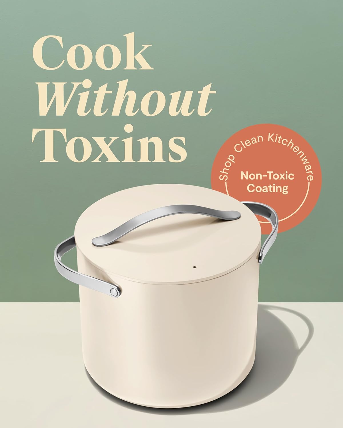 Caraway Stock Pot - 12 Qt Ceramic Coated Pot With Lid - Fee From Forever Chemicals - Large Pot for Bigger Batches - Sage