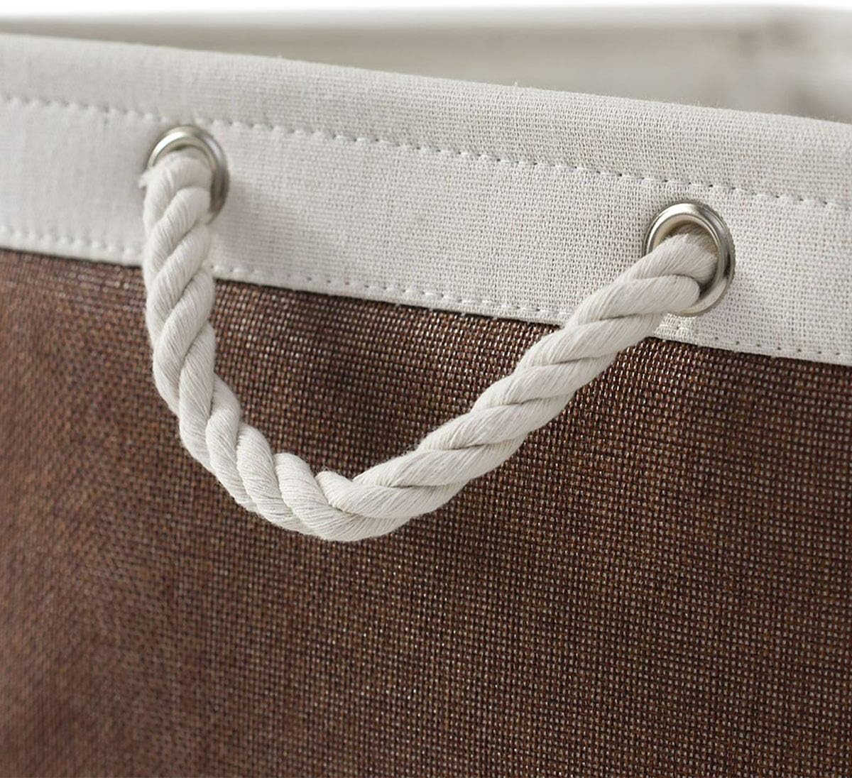 Large Storage Baskets for Shelves, Fabric Baskets for Organizing, Collapsible Storage Bins for Closet, Nursery, Clothes, Home & Office [3-Pack, White&Brown]