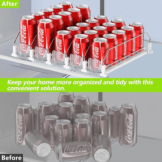 Drink Organizer for Fridge,Self Pushing Fridge Drink Organizer,Automatic Drink Dispenser for Fridge-Holds up to 25 Cans