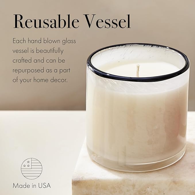 LAFCO New York Classic Candle, Champagne - 6.5 oz - 50-Hour Burn Time - Reusable, Hand Blown Glass Vessel - Made in The USA