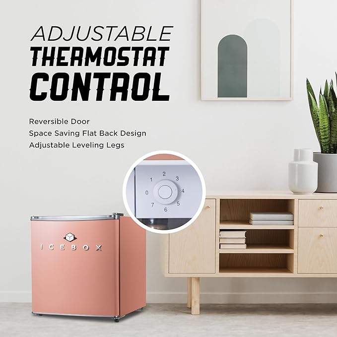 ICEBOX 1.7 Cu. Ft. Compact Refrigerator, ENERGY STAR Certified Small Refrigerator, Single Door Mini Fridge with Freezer, R600a Refrigerant,IBCR17BLS, Blush Red
