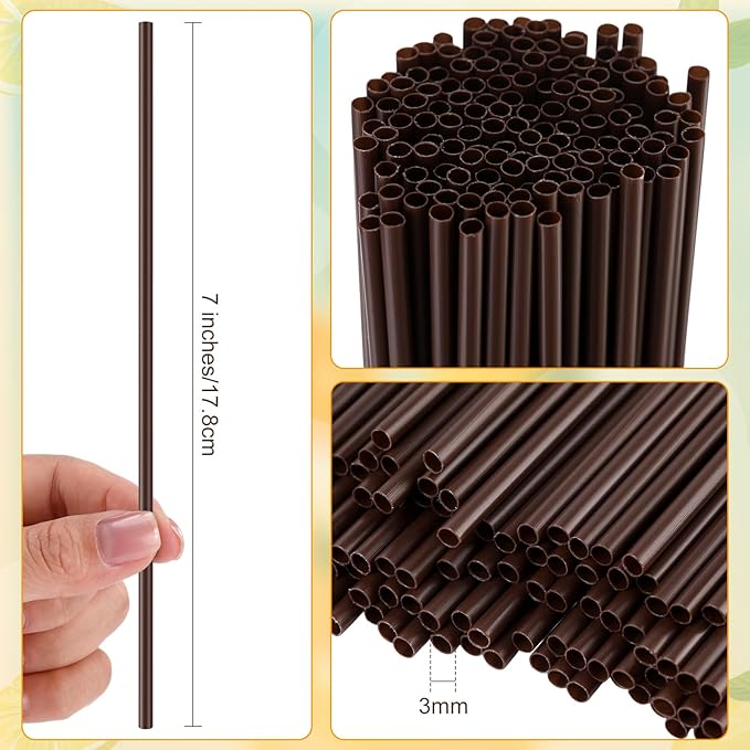 6000 Count Coffee Cocktail Stirrers Straws Disposable Plastic Sip Stir Sticks Cocktail Drink Stirrers Sticks Cups Straws for Bars Juice Drinking(Coffee,7 Inch)