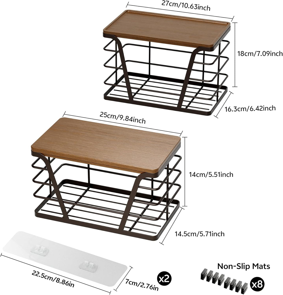 2 Pack Stackable Kitchen Organization,Counter Organizers and Pantry Organization for Home and Kitchen,Trash Bag Organizer Under Sink,Brown