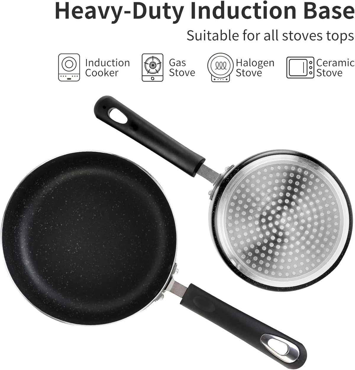 Nonstick Saucepan Set with Lid, Non Stick 1.5QT & 2.5QT Sauce Pan Set with Glass Lid Small Pot for Home Kitchen