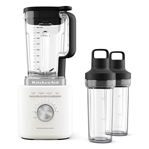 KitchenAid Pure Power Blender with 2 Personal Blending Jars, 1700 Watt Peak Power*, KSB2078, Porcelain White