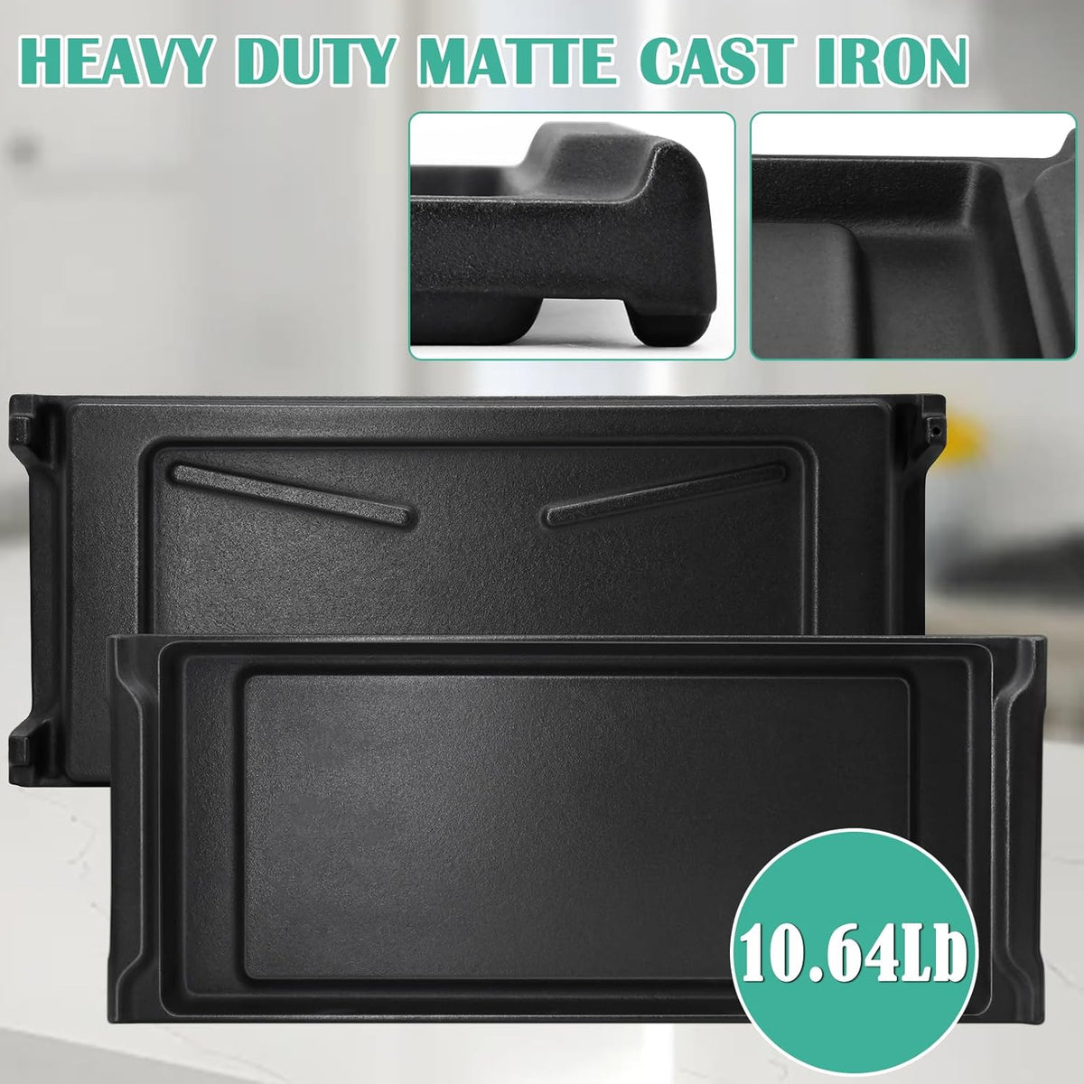 Hiorucet WB31K10220 Cast Iron Griddle Replacement for GE Gas Stove Top and Gas Range, General Electric C2S980SEM1SS, C2S980SEM2SS, C2S985SET9SS Griddle Plate, 20 Inch Range Center Flat Cooktop for GE.